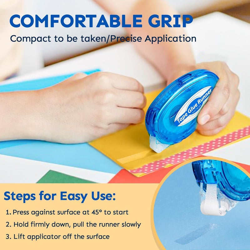 TMOL 4 Pack Double Sided Tape Roller, 8mm x 315 Inch Permanent Adhesive Scrapbook Tape Dispenser Runner, Glue Tape Roller for Scrapbooking, Crafts and Arts Projects, Photo-Safe, Smooth & Clean - Image 5